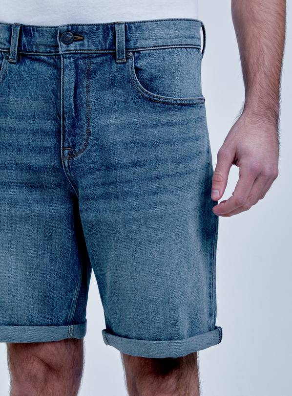 Buy UNION WORKS Midwash Sand Blasted Denim Shorts 42 Shorts Tu
